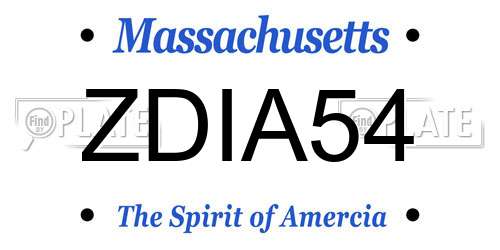 ZDIA54 Massachusetts License Plate