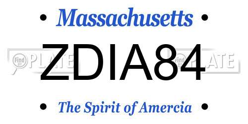 ZDIA84 Massachusetts License Plate