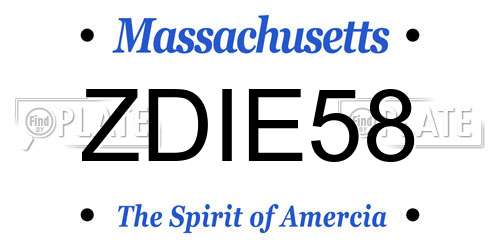 ZDIE58 Massachusetts License Plate