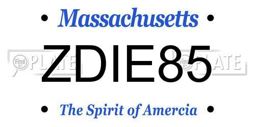 ZDIE85 Massachusetts License Plate