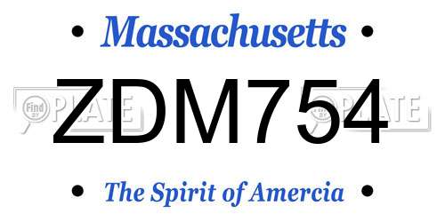 ZDM754 Massachusetts License Plate