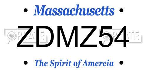 ZDMZ54 Massachusetts License Plate