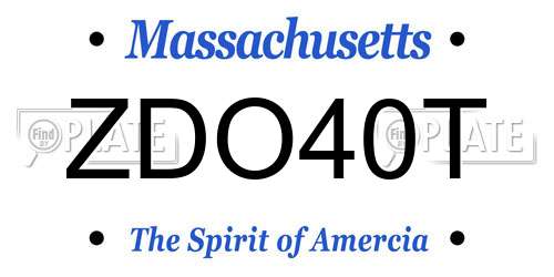 ZDO40T Massachusetts License Plate