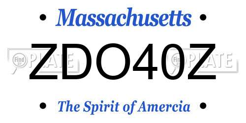 ZDO40Z Massachusetts License Plate