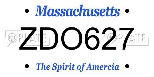 ZDO627 Massachusetts License Plate