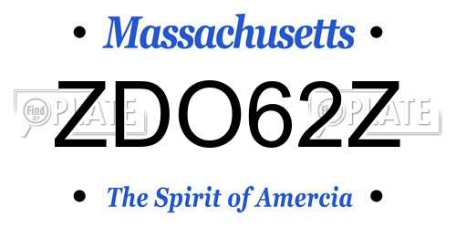 ZDO62Z Massachusetts License Plate