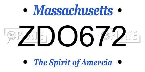 ZDO672 Massachusetts License Plate