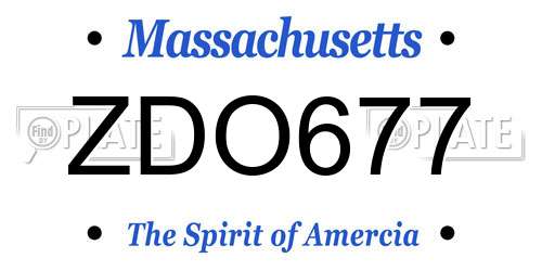 ZDO677 Massachusetts License Plate