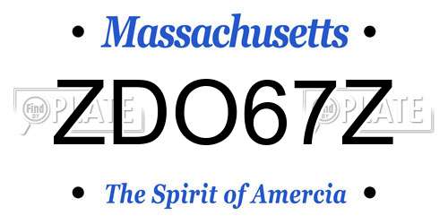ZDO67Z Massachusetts License Plate