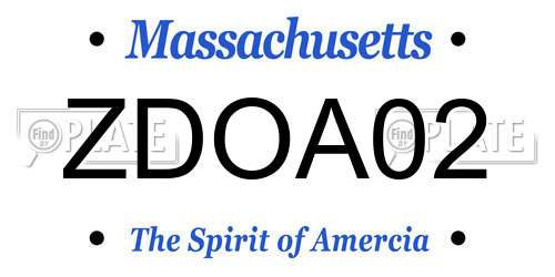ZDOA02 Massachusetts License Plate