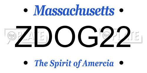 ZDOG22 Massachusetts License Plate
