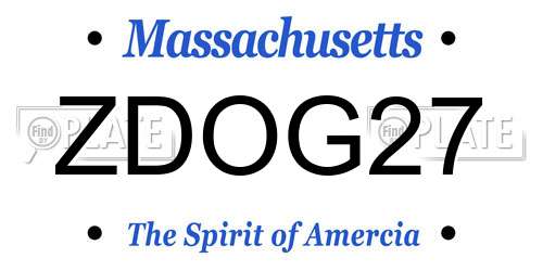 ZDOG27 Massachusetts License Plate