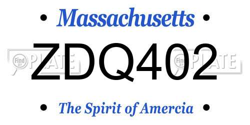 ZDQ402 Massachusetts License Plate