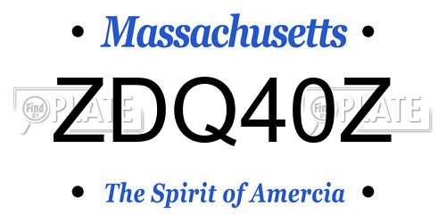 ZDQ40Z Massachusetts License Plate