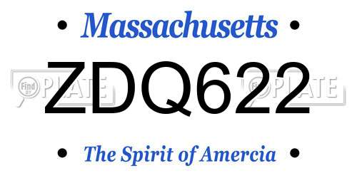 ZDQ622 Massachusetts License Plate