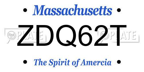 ZDQ62T Massachusetts License Plate