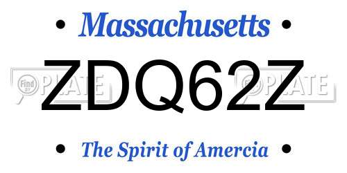 ZDQ62Z Massachusetts License Plate