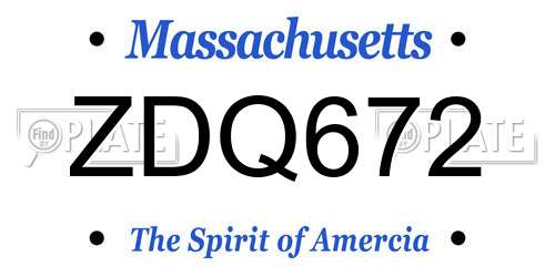 ZDQ672 Massachusetts License Plate