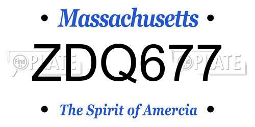 ZDQ677 Massachusetts License Plate