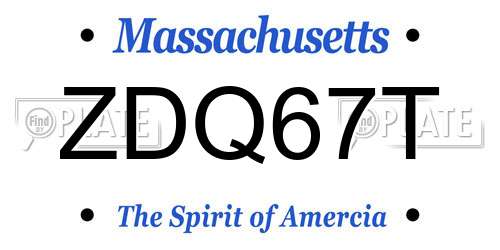 ZDQ67T Massachusetts License Plate