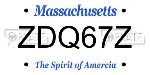 ZDQ67Z Massachusetts License Plate