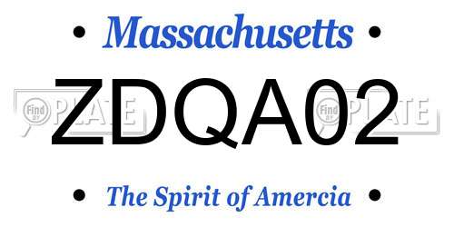 ZDQA02 Massachusetts License Plate