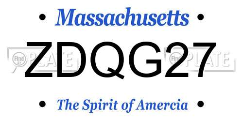 ZDQG27 Massachusetts License Plate