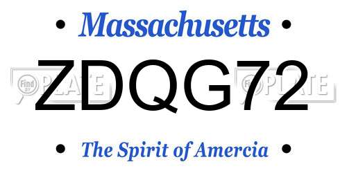 ZDQG72 Massachusetts License Plate
