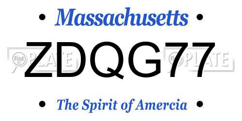 ZDQG77 Massachusetts License Plate