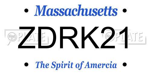 ZDRK21 Massachusetts License Plate