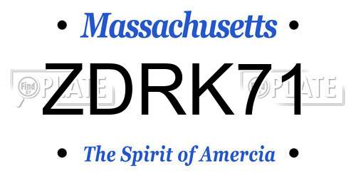 ZDRK71 Massachusetts License Plate