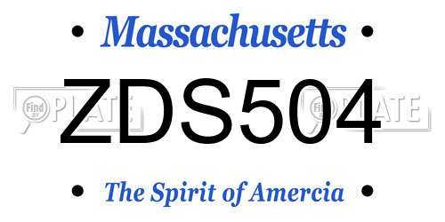 ZDS504 Massachusetts License Plate