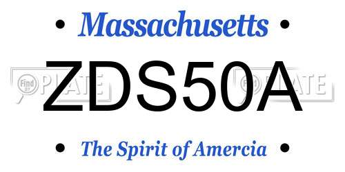 ZDS50A Massachusetts License Plate