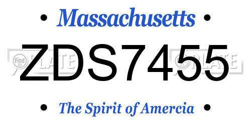 ZDS7455 Massachusetts License Plate