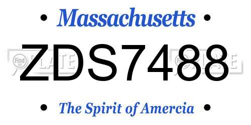 ZDS7488 Massachusetts License Plate