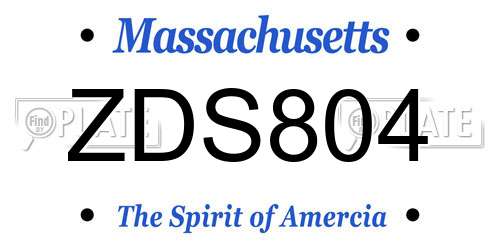 ZDS804 Massachusetts License Plate