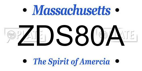 ZDS80A Massachusetts License Plate