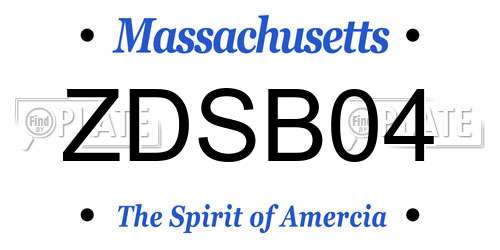 ZDSB04 Massachusetts License Plate