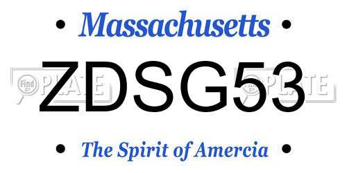 ZDSG53 Massachusetts License Plate