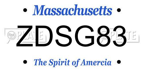ZDSG83 Massachusetts License Plate