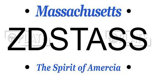 ZDSTASS Massachusetts License Plate