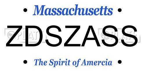 ZDSZASS Massachusetts License Plate