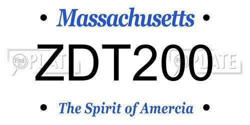 ZDT200 Massachusetts License Plate