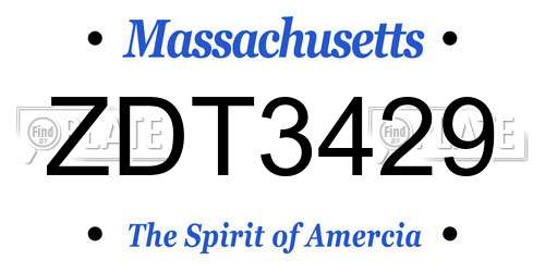 ZDT3429 Massachusetts License Plate