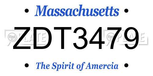 ZDT3479 Massachusetts License Plate