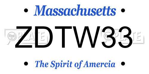ZDTW33 Massachusetts License Plate