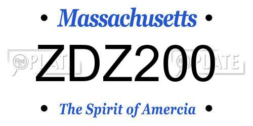 ZDZ200 Massachusetts License Plate