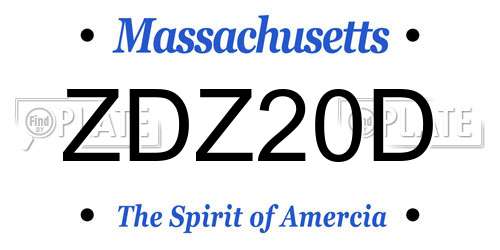 ZDZ20D Massachusetts License Plate