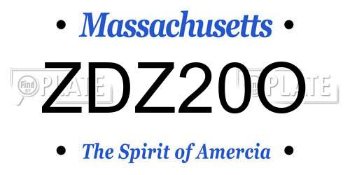 ZDZ20O Massachusetts License Plate