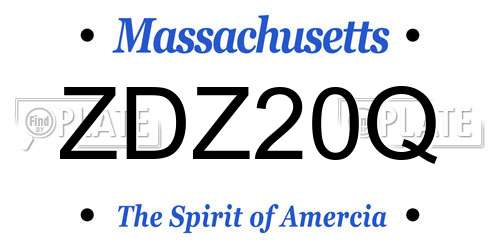 ZDZ20Q Massachusetts License Plate